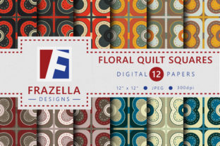 Floral Quilt Squares Digital Paper Collection