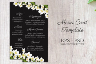 Jasmine Floral Menu Card Template: Modern Elegance for Wedding Stationery