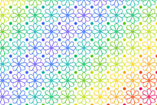Rainbow Flower Pattern: Cute Ditsy Vector Design